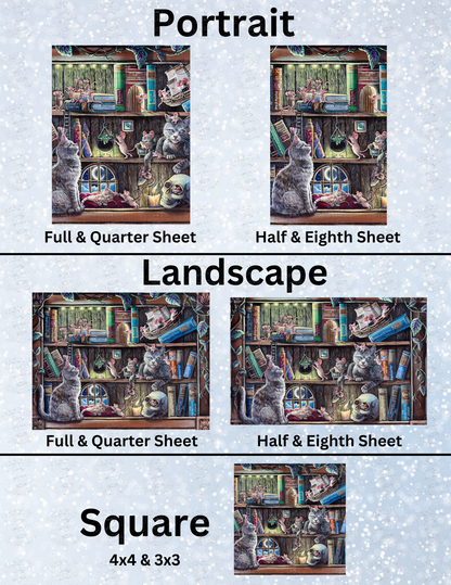 "Cat & Mouse Library" by ©Dakota Daetwiler Decorative Diamond Painting Release Papers