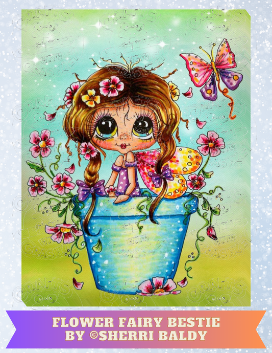 "Flower Fairy Bestie" by ©Sherri Baldy Premium Decorative Release Papers for Diamond Painting