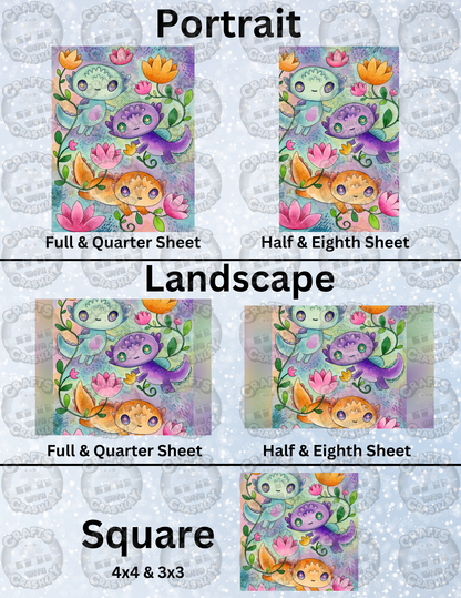 "Playful Axolotls" by ©Jeremiah Ketner Decorative Diamond Painting Release Papers