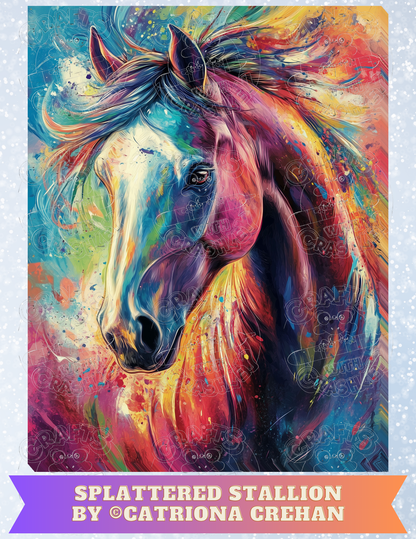 "Splattered Stallion" by ©Catriona Crehan Premium Decorative Release Papers for Diamond Painting