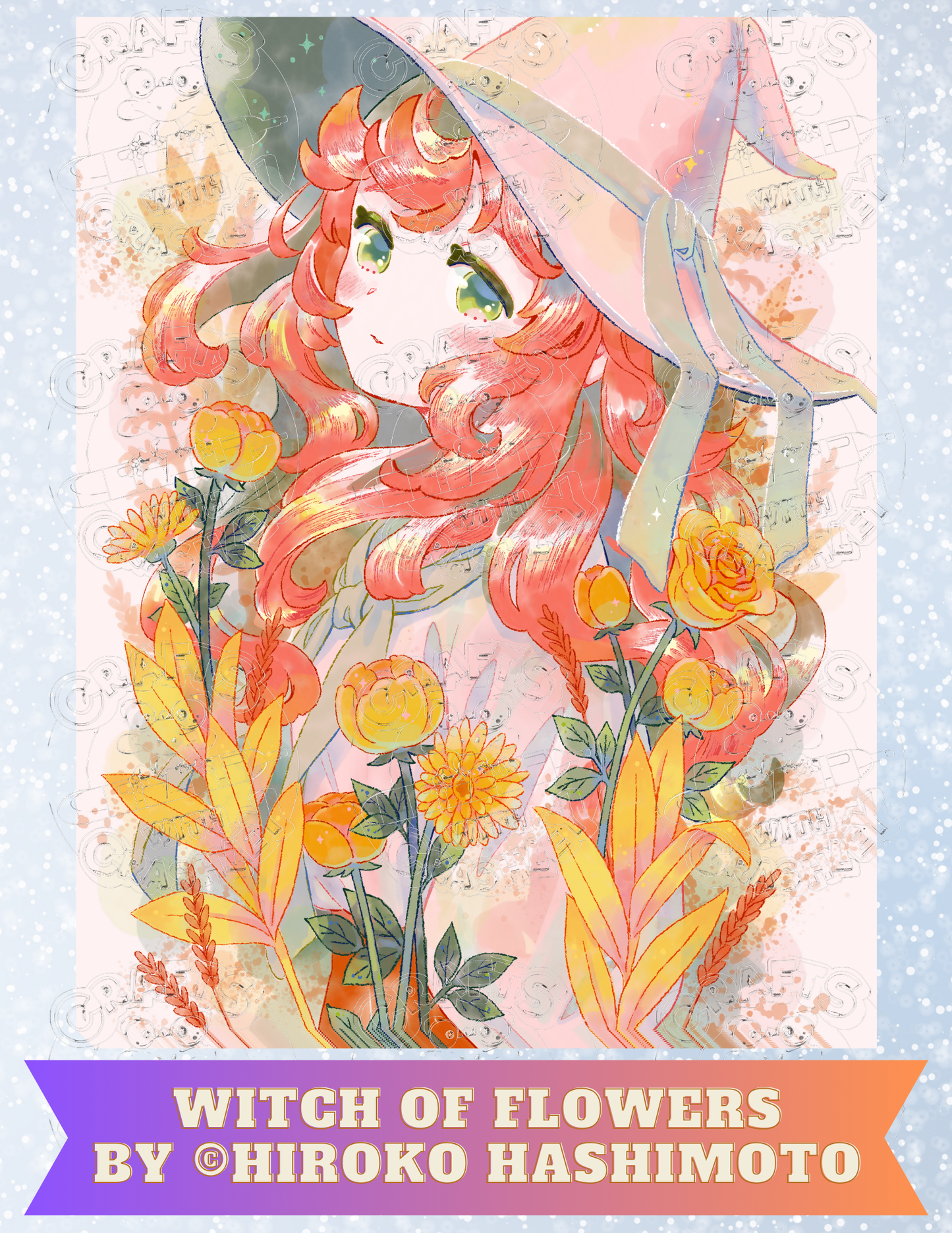 "Witch of Flowers" by ©Hiroko Hashimoto Premium Decorative Release Papers for Diamond Painting