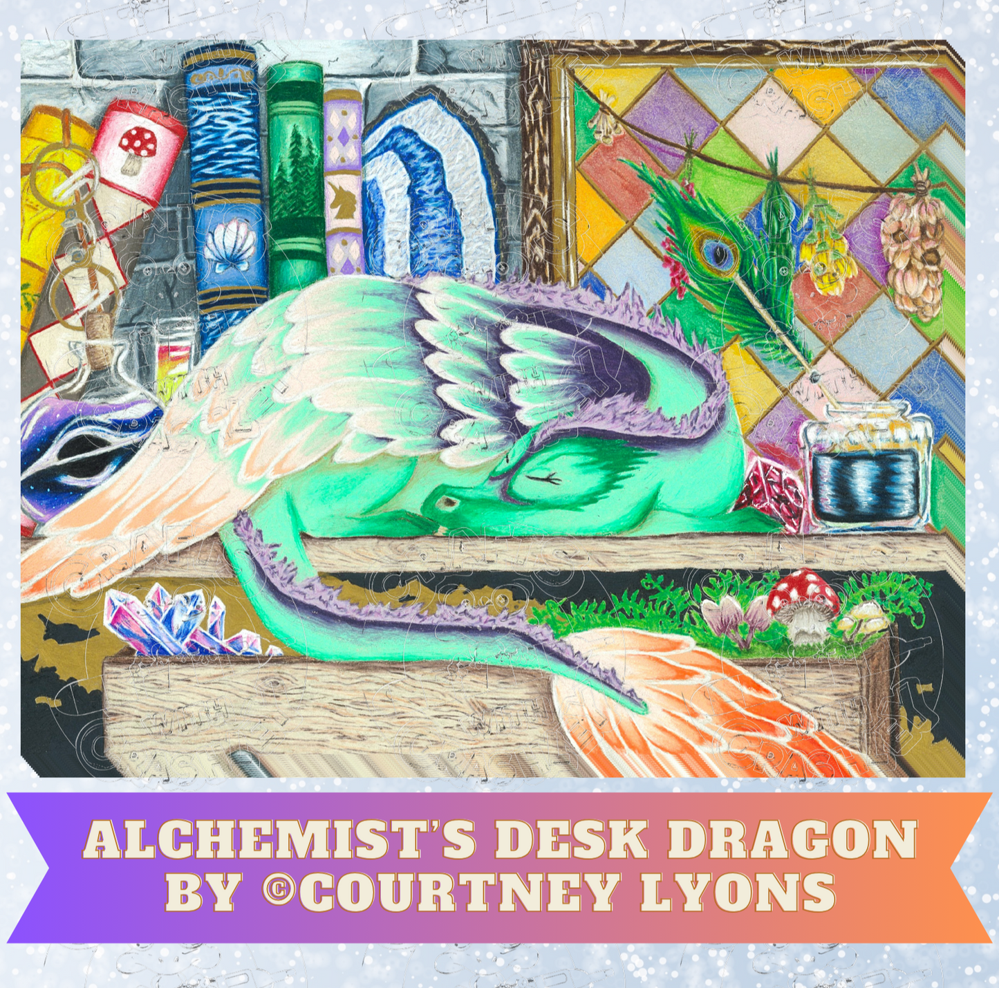 "Alchemist's Desk Dragon" by ©Courtney Lyons Premium Decorative Release Papers for Diamond Painting