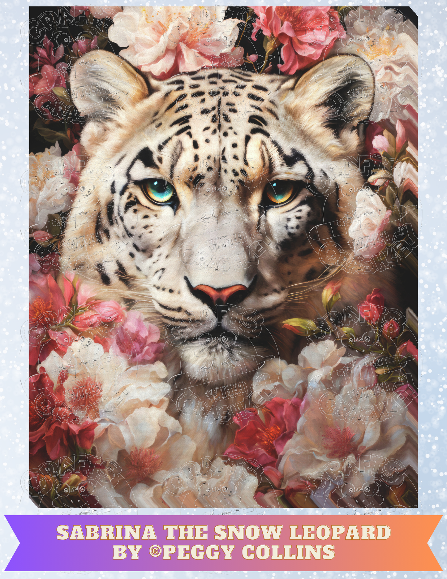 "Sabrina The Snow Leopard" by ©Peggy Collins Premium Decorative Release Papers for Diamond Painting