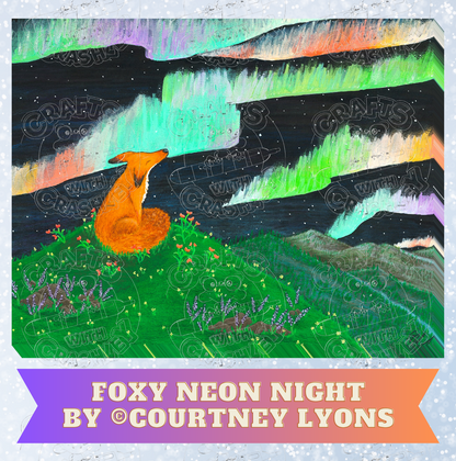 "Foxy Neon Night" by ©Courtney Lyons Premium Decorative Release Papers for Diamond Painting