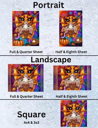 "Pumpkin Spice Dragon" by Emma Casey Decorative Diamond Painting Release Papers