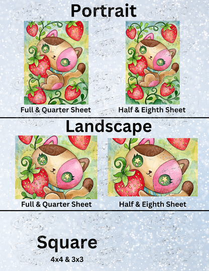 "Strawberry Kitty" by ©Jeremiah Ketner Decorative Diamond Painting Release Papers