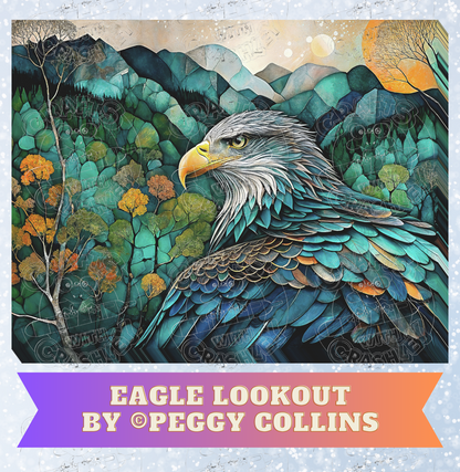 "Eagle Lookout" by ©Peggy Collins Premium Decorative Release Papers for Diamond Painting