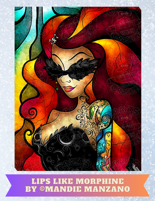 "Lips Like Morphine" by ©Mandie Manzano Premium Decorative Release Papers for Diamond Painting