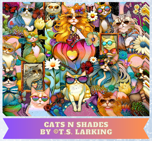 "Cats N Shades" by ©T.S. Larking Premium Decorative Release Papers for Diamond Painting