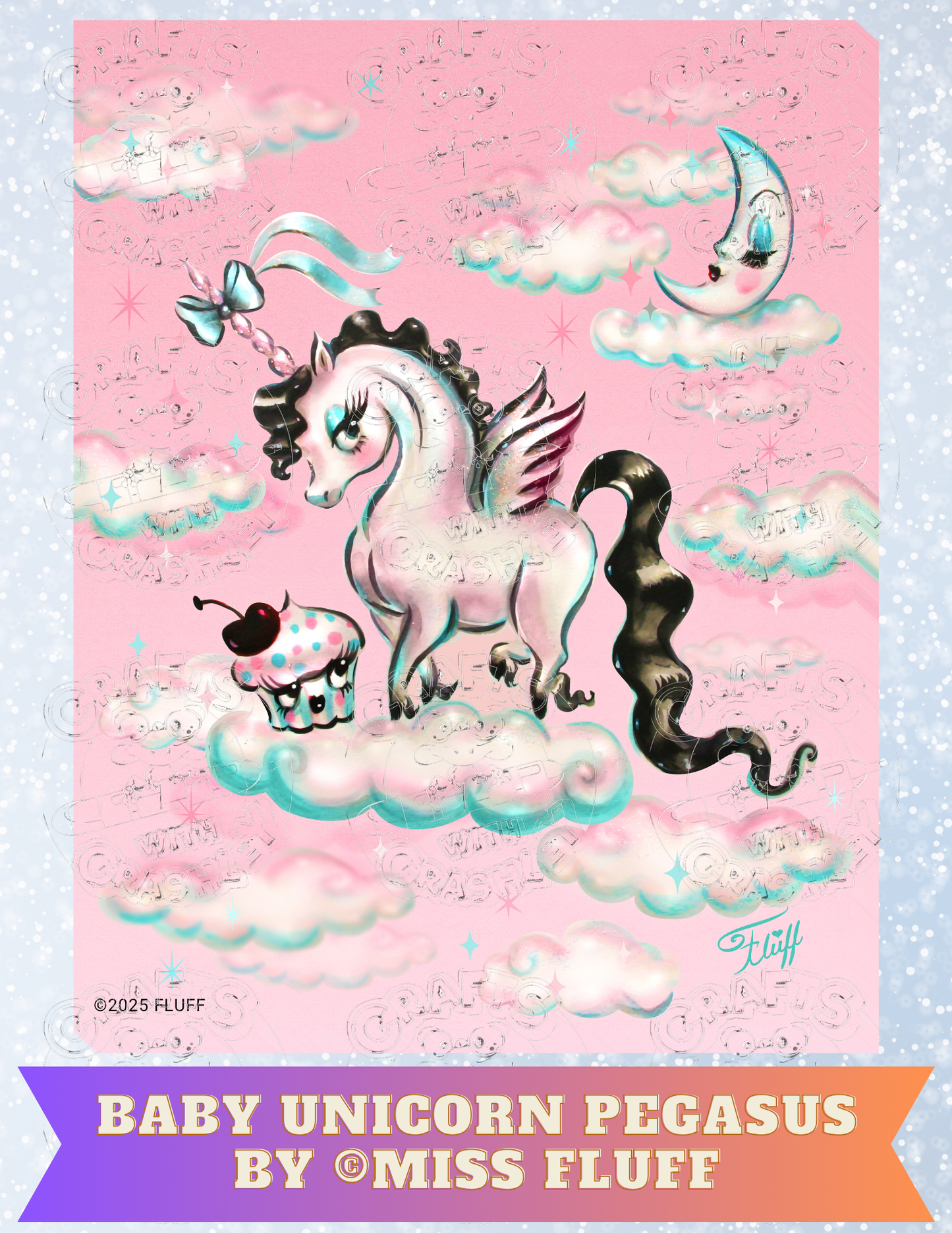 "Baby Unicorn Pegasus" by ©Miss Fluff Premium Decorative Release Papers for Diamond Painting
