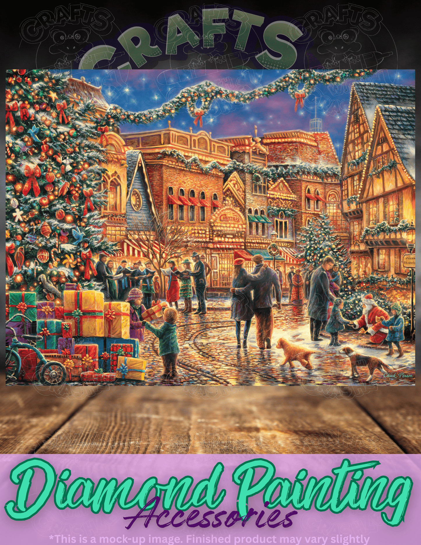 "Christmas at Town Square" by ©Chuck Pinson Premium Accessories for Diamond Painting