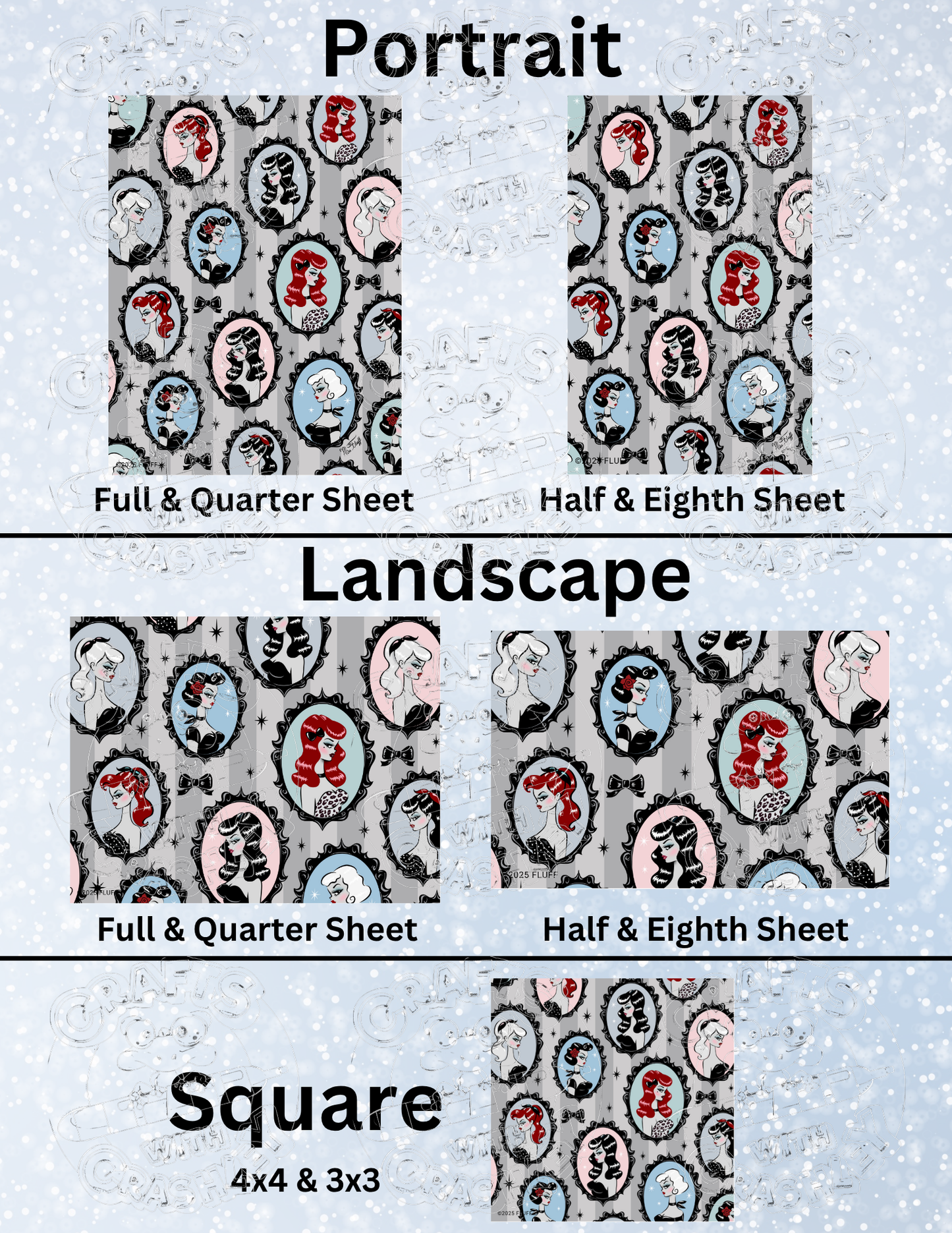 "Cameo Dolls" by ©Miss Fluff Premium Decorative Release Papers for Diamond Painting