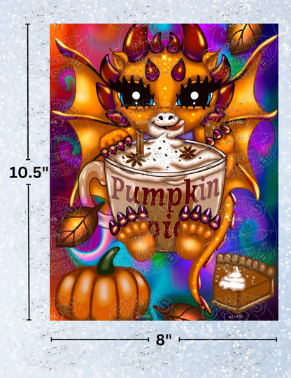 "Pumpkin Spice Dragon" by Emma Casey Decorative Diamond Painting Release Papers