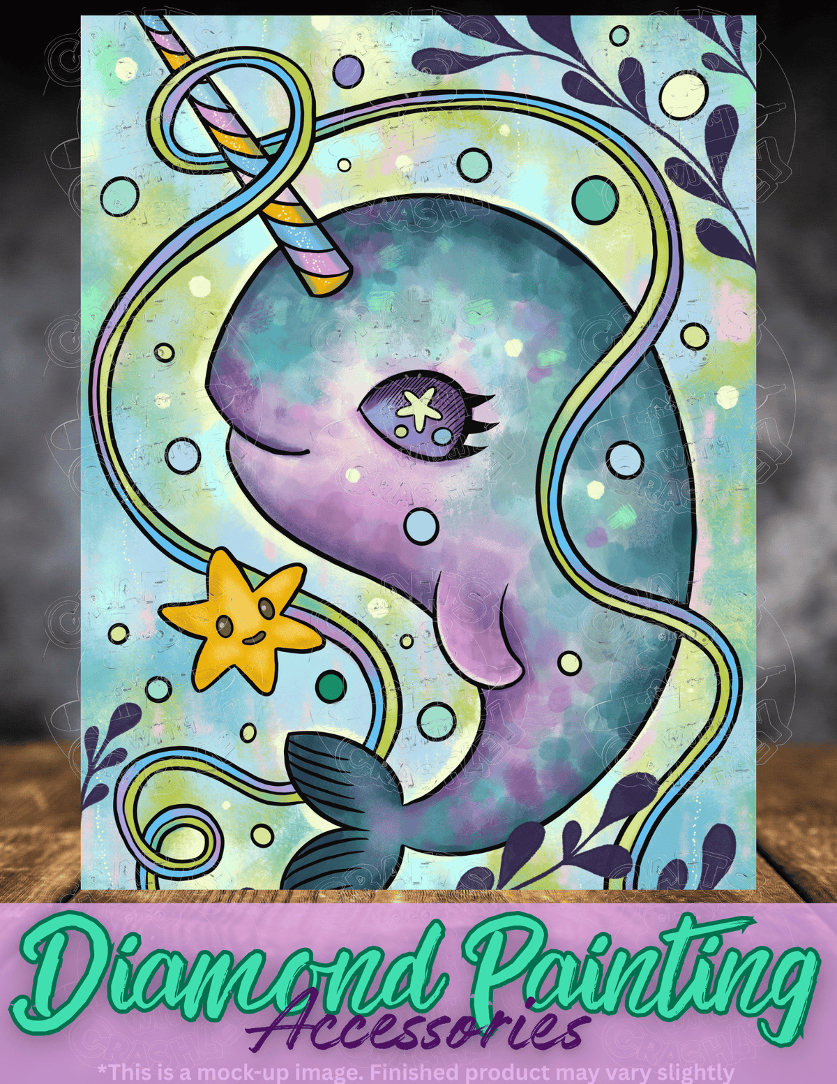 "Rainbow Narwhal" by ©Jeremiah Ketner Premium Accessories for Diamond Painting