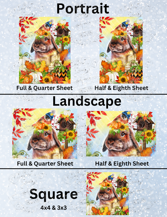 "Autumn Greetings Bunny" by ©Sheena Pike Premium Decorative Release Papers for Diamond Painting