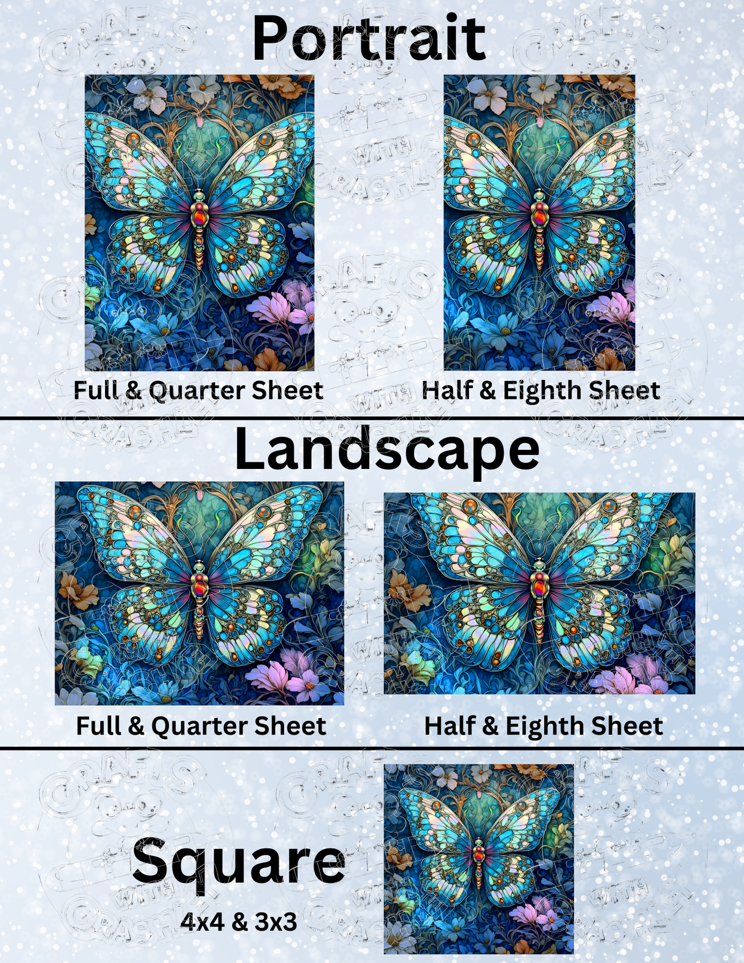 "Crystal Blue Butterfly" by ©T.S. Larking Premium Decorative Release Papers for Diamond Painting