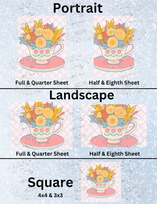 "Flower Tea Cup" by ©Hiroko Hashimoto Premium Decorative Release Papers for Diamond Painting