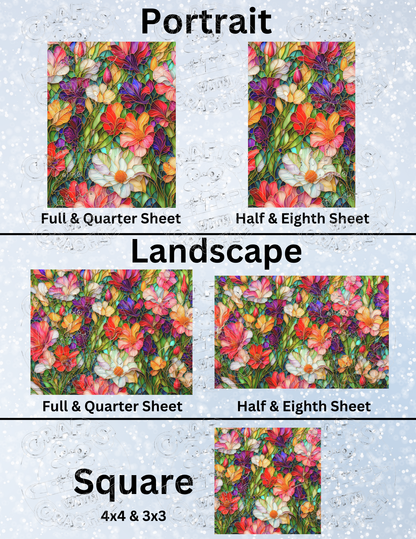 "Stained Glass Flower Garden" by ©Peggy Collins Premium Decorative Release Papers for Diamond Painting