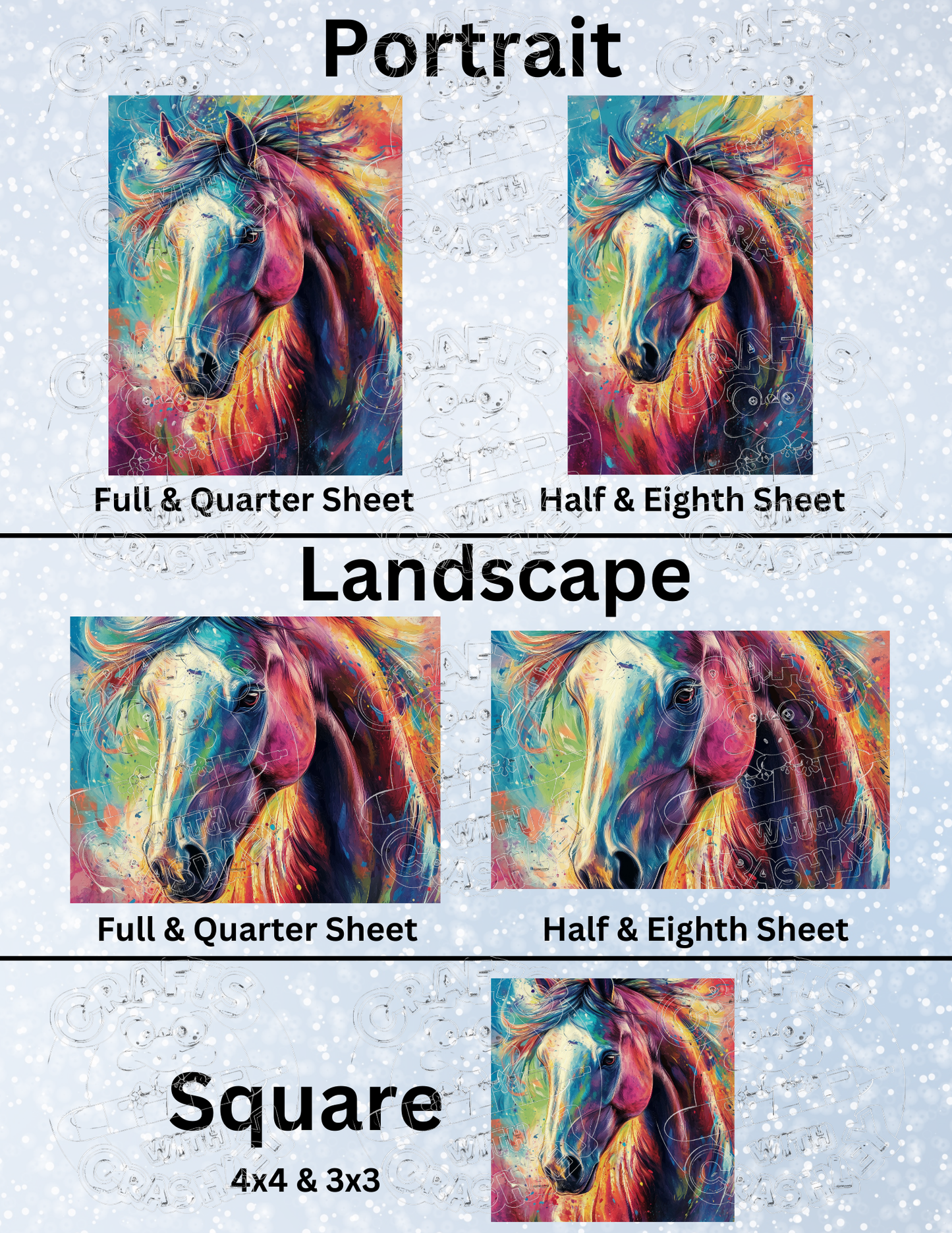 "Splattered Stallion" by ©Catriona Crehan Premium Decorative Release Papers for Diamond Painting