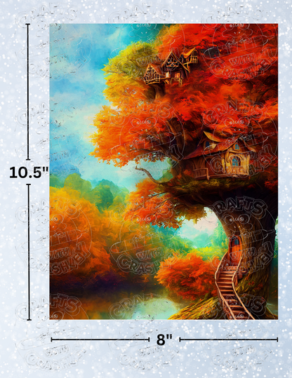 "My Treehouse in Autumn" by ©Peggy Collins Decorative Diamond Painting Release Papers