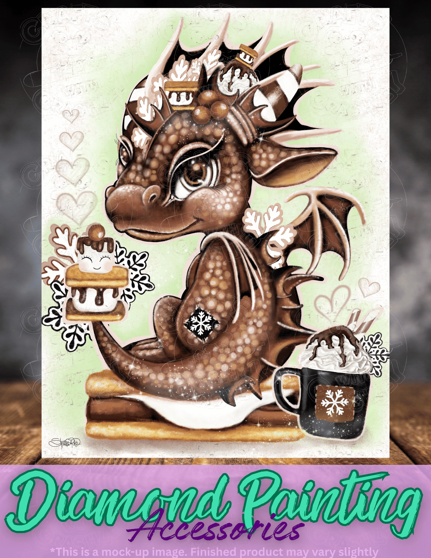 "Hot Cocoa n' S'mores Lil Dragon" by ©Sheena Pike Premium Accessories for Diamond Painting