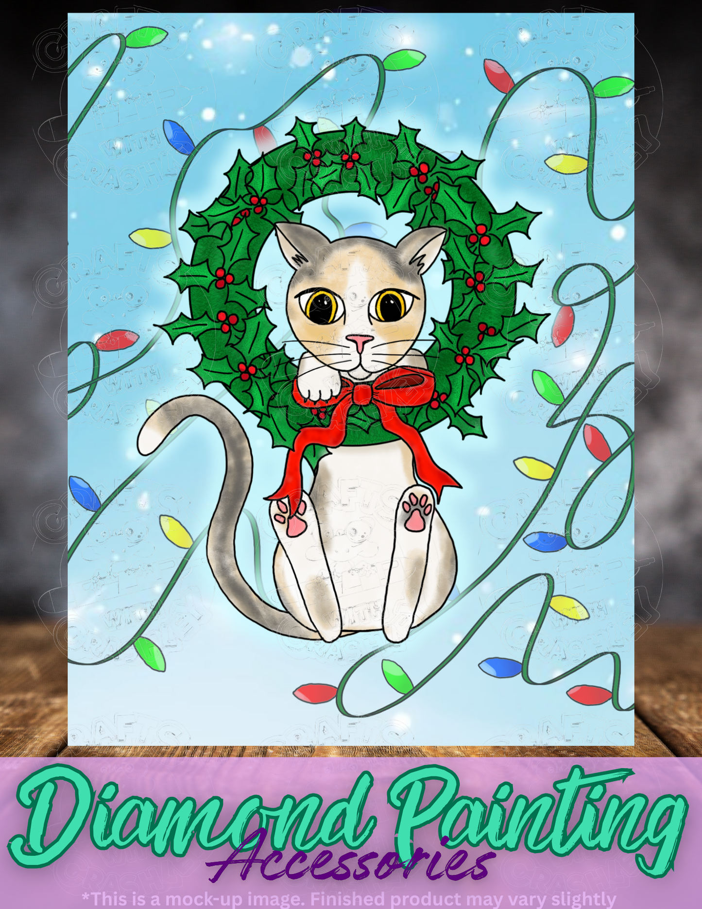 "Hang in There Christmas Kitty" by ©Kaleena Kollmeier Premium Accessories for Diamond Painting