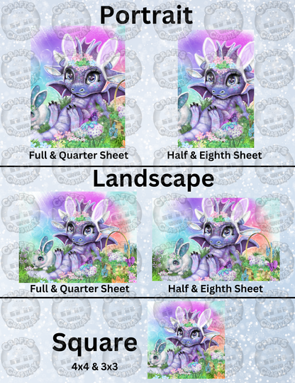 "Easter Bunny Lil Dragonz" by ©Sheena Pike Decorative Diamond Painting Release Papers