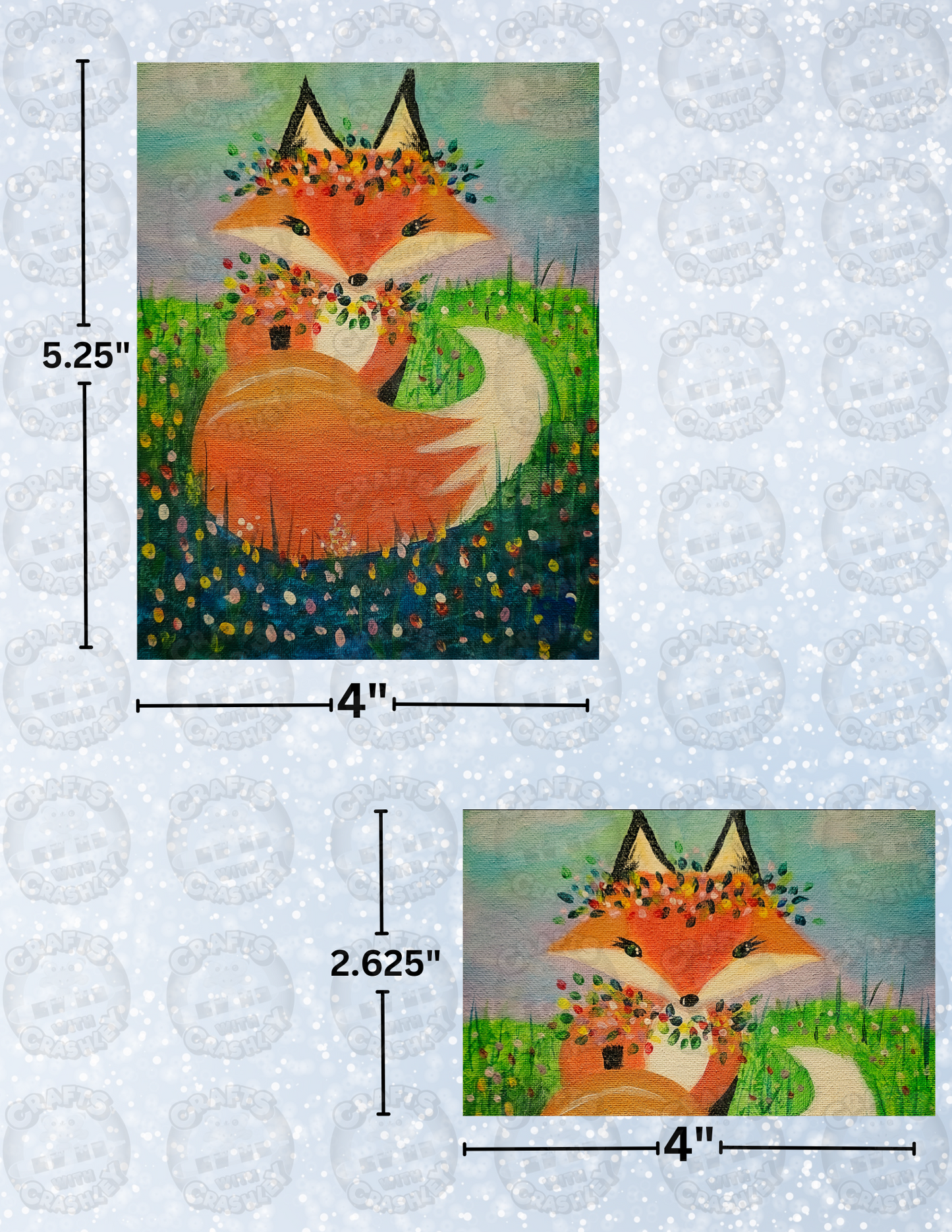 "Flower the Fox" By Ginny Kollmeier Decorative Diamond Painting Release Papers