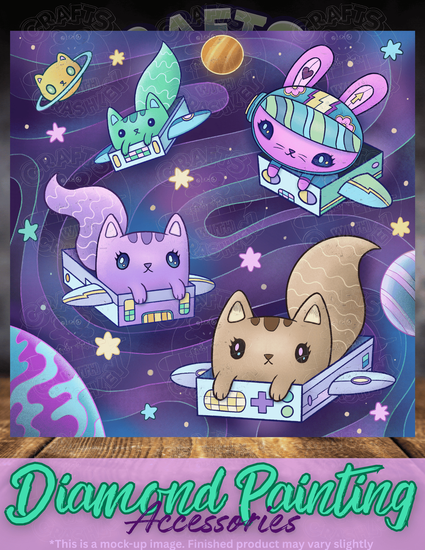 "Space Bunny Box Cats" by ©Jeremiah Ketner Premium Accessories for Diamond Painting
