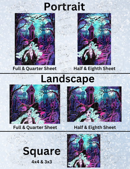 "Undead Witch" by ©Aria Illustration Premium Decorative Release Papers for Diamond Painting
