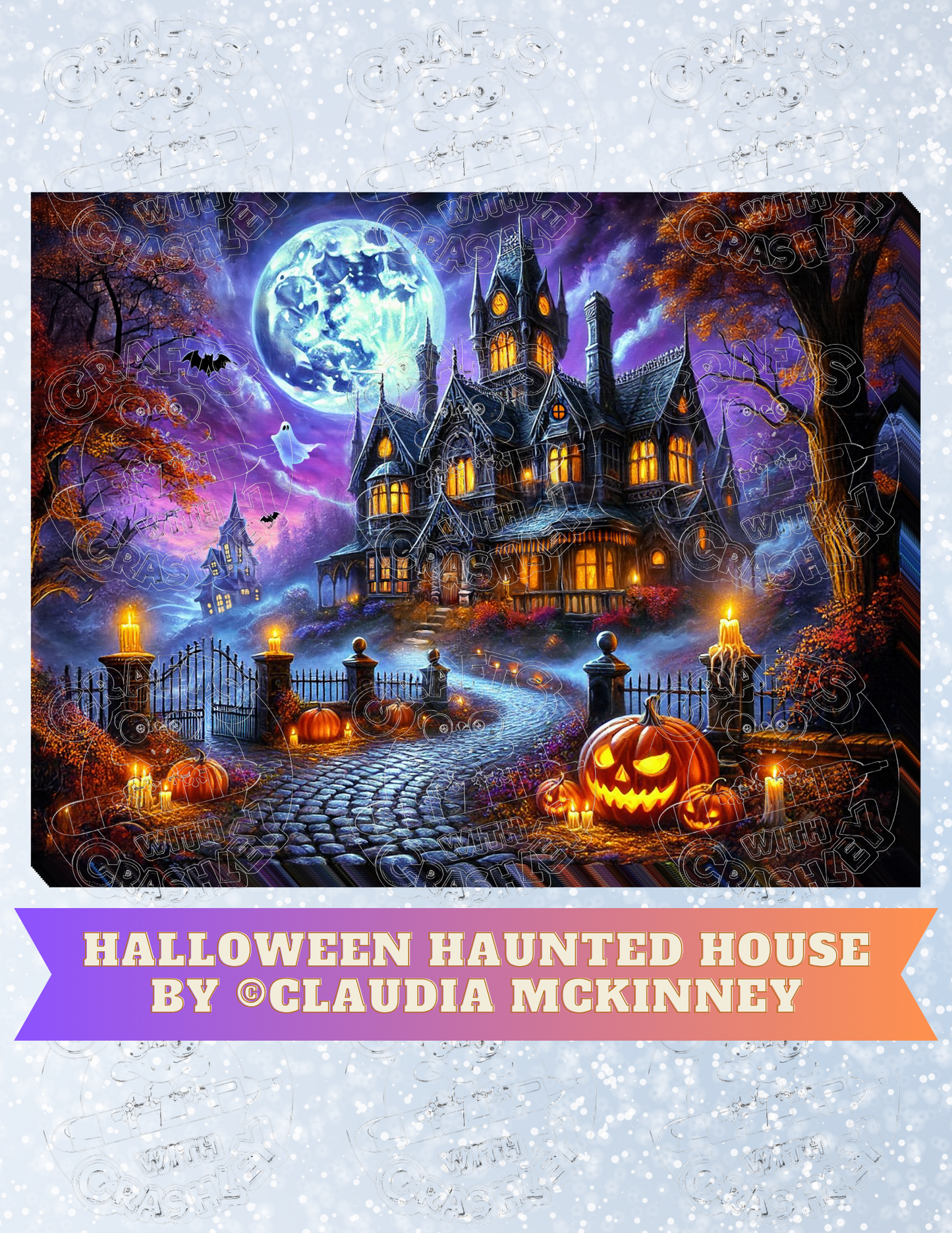 "Halloween Haunted House" by ©Claudia McKinney Premium Decorative Release Papers for Diamond Painting