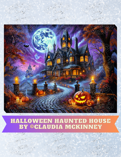 "Halloween Haunted House" by ©Claudia McKinney Premium Decorative Release Papers for Diamond Painting