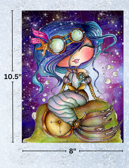 "SteamPunk Purple Seas Mermaid" by ©Sherri Baldy Decorative Diamond Painting Release Papers