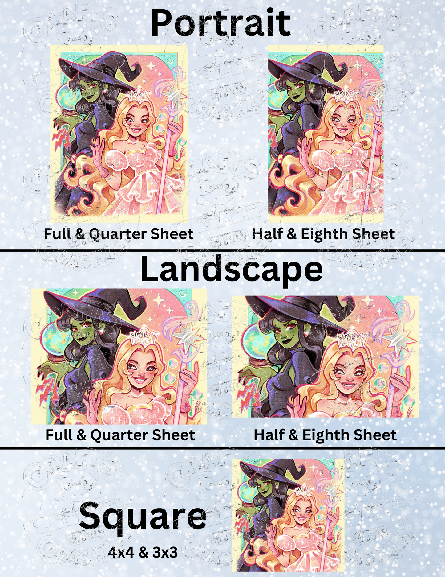 "Wicked Witch & Glinda" by ©Mrs Butter D Premium Decorative Release Papers for Diamond Painting