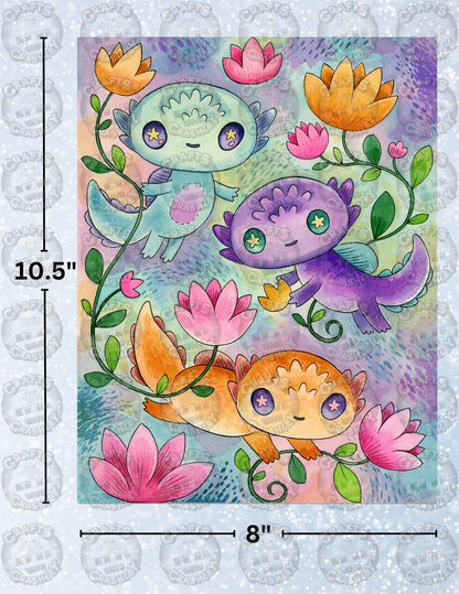 "Playful Axolotls" by ©Jeremiah Ketner Decorative Diamond Painting Release Papers