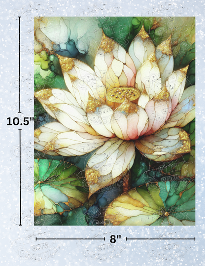 "White Lotus" by ©Peggy Collins Decorative Diamond Painting Release Papers