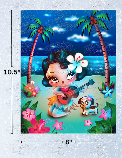 "Hula Lulu Night Scene" By ©Miss Fluff Decorative Diamond Painting Release Papers