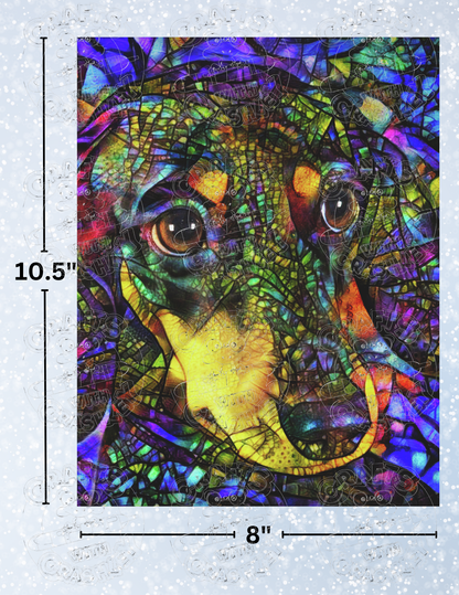 "Dixie the Stained Glass Dachshund" by ©Peggy Collins Decorative Diamond Painting Release Papers