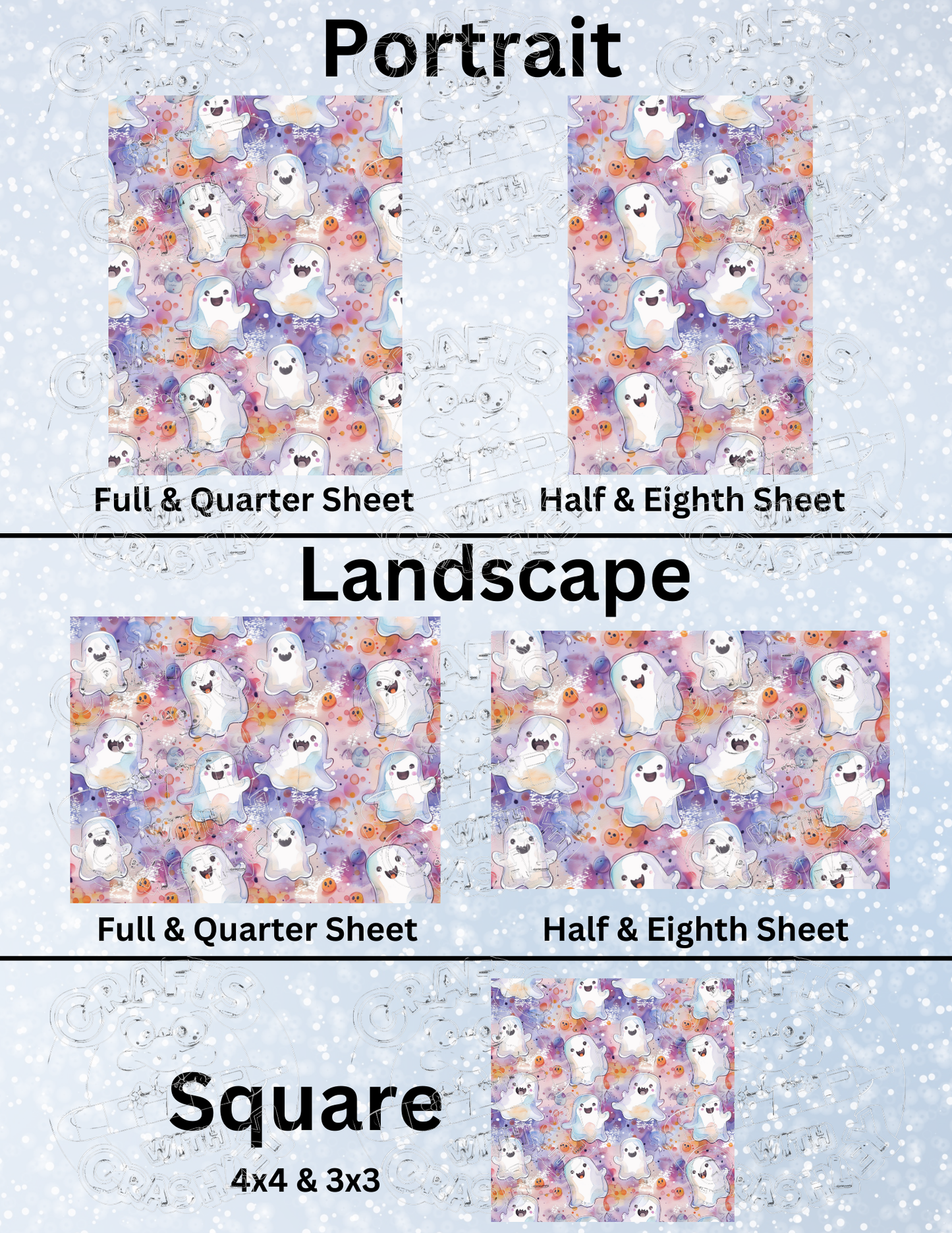 "Happy Little Ghosties" Premium Decorative Release Papers for Diamond Painting