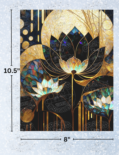"Golden Lotus" by ©Peggy Collins Decorative Diamond Painting Release Papers