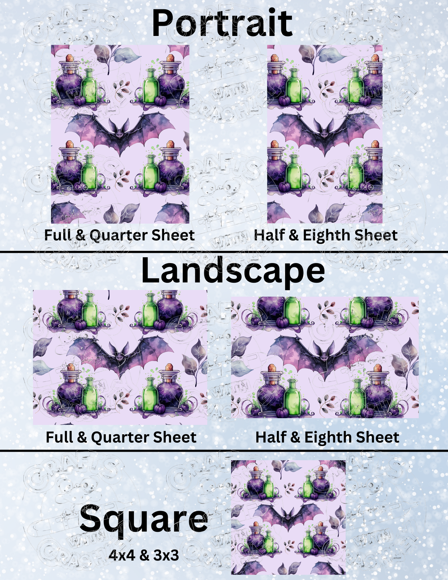 "Batty Potions" Premium Decorative Release Papers for Diamond Painting