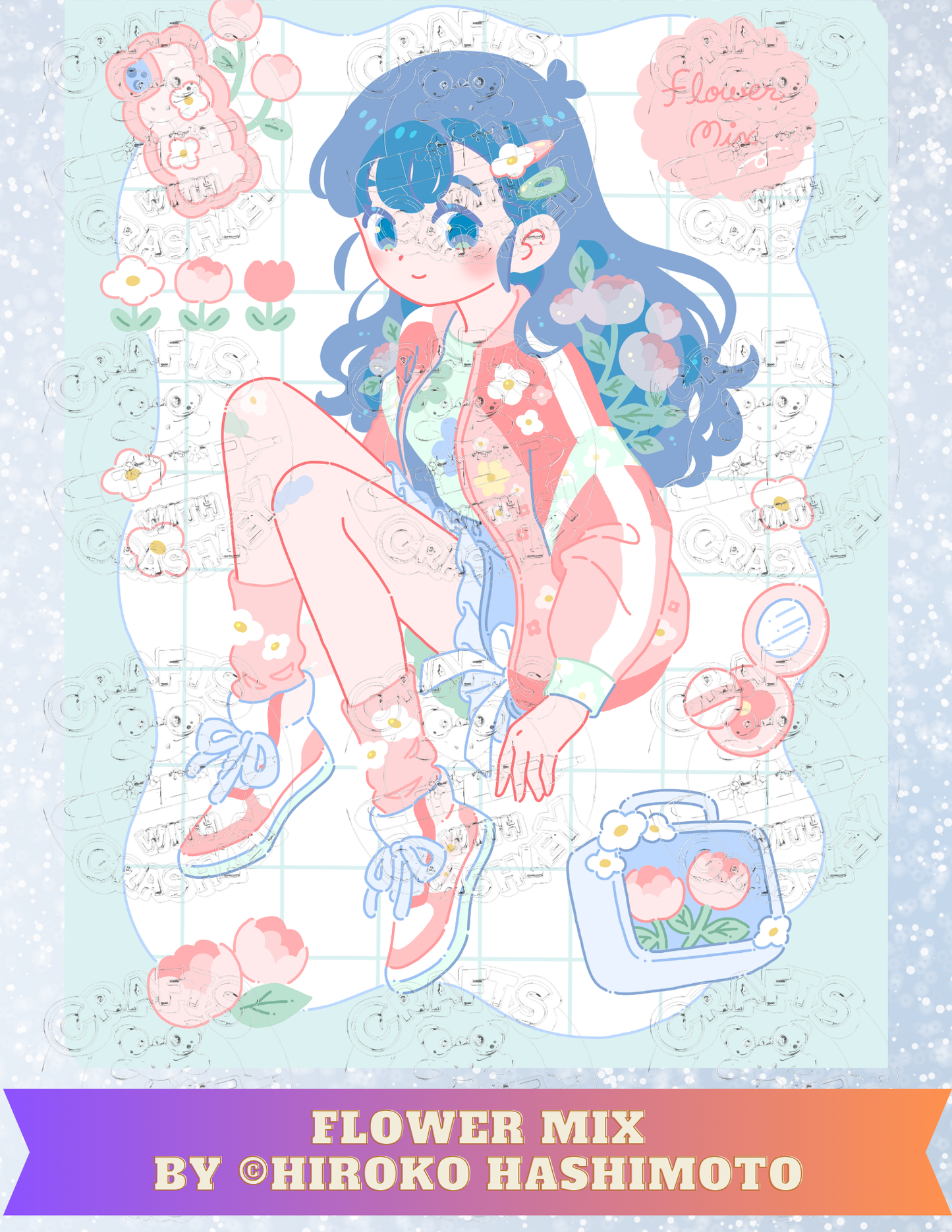 "Flower Mix" by ©Hiroko Hashimoto Premium Decorative Release Papers for Diamond Painting