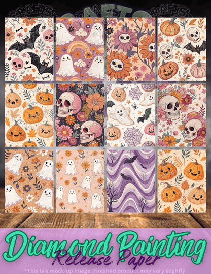 Retro Halloween Combo Pack Premium Release Paper for Diamond Painting