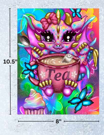 "Tea Time Dragons" by Emma Casey Decorative Diamond Painting Release Papers