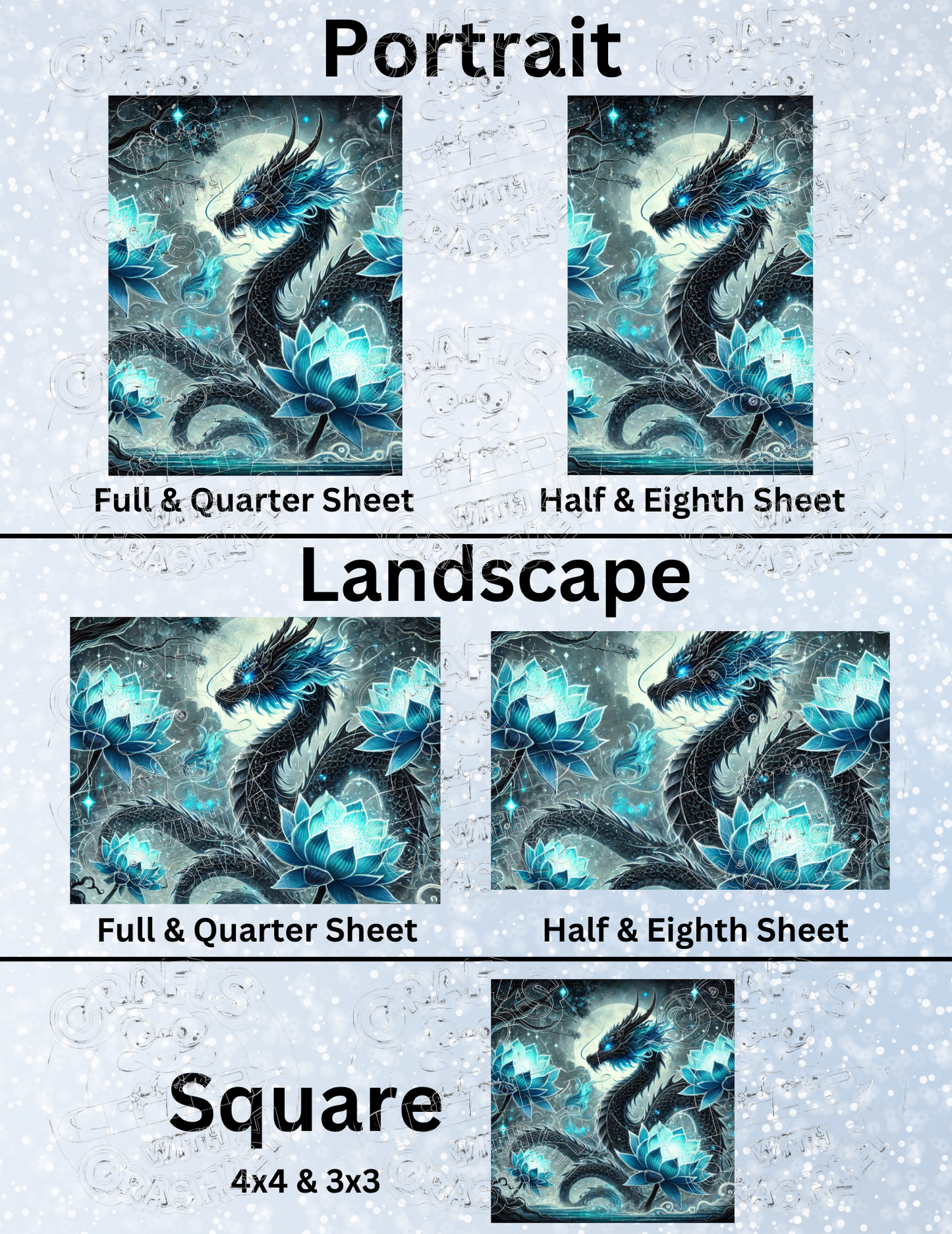 "Dragon Lotus" Premium Decorative Release Papers for Diamond Painting