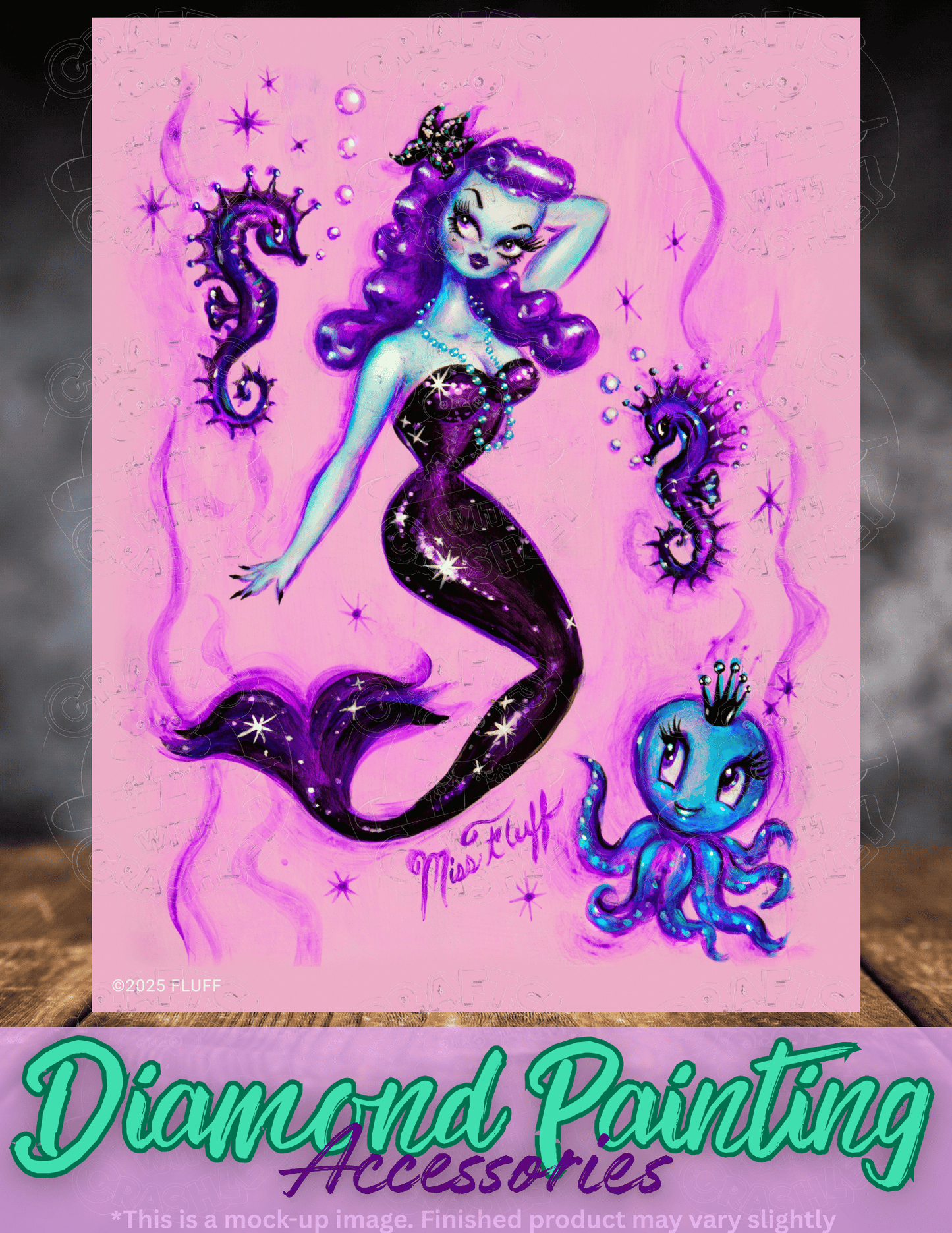 "Purple Haired Mermaid" by ©Miss Fluff Premium Accessories for Diamond Painting