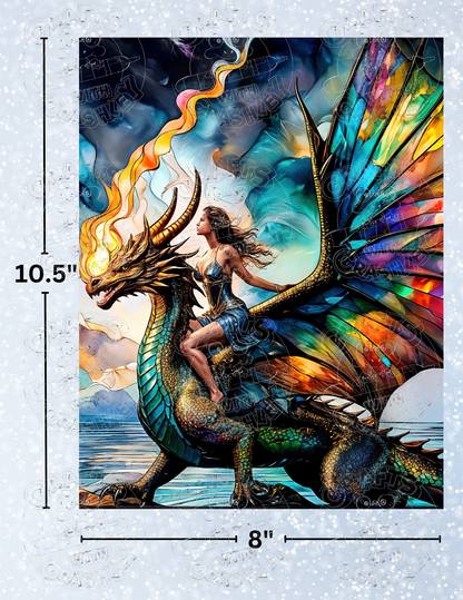 "Her Dragon" by ©Peggy Collins Decorative Diamond Painting Release Papers