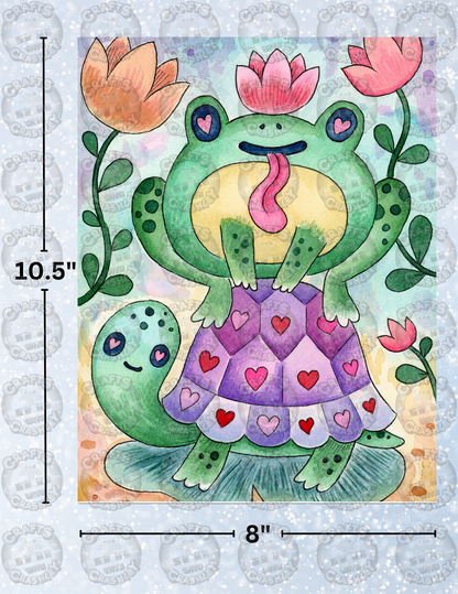 "Turtle and Frog" by ©Jeremiah Ketner Decorative Diamond Painting Release Papers