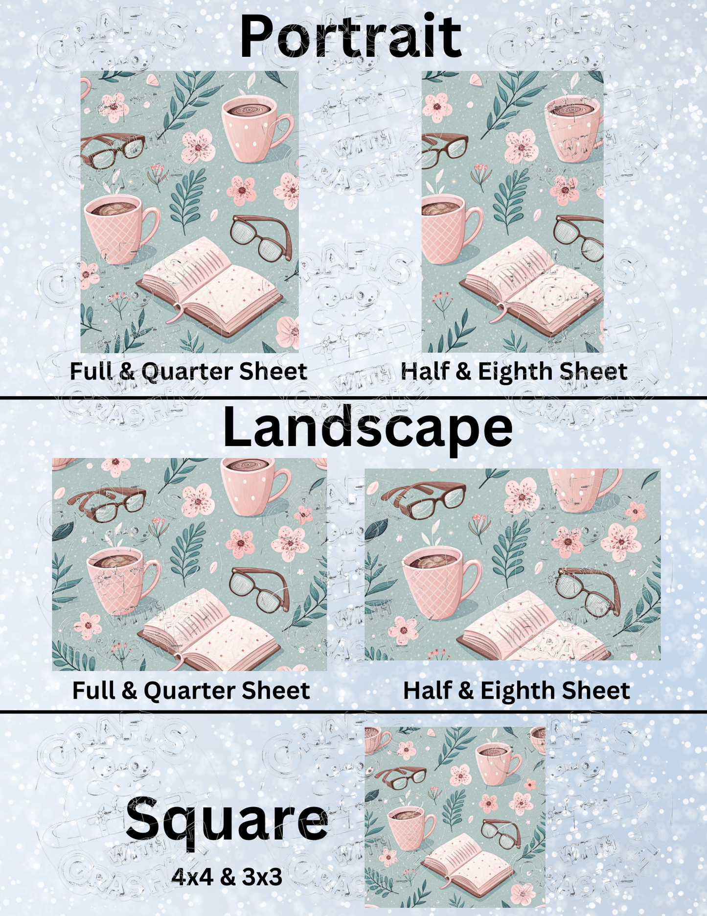 "Coffee & Books" Premium Decorative Release Papers for Diamond Painting