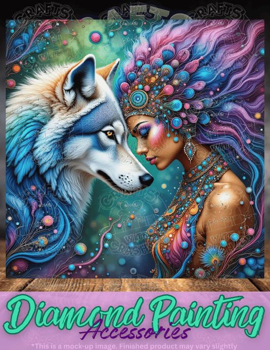 "Tribal Woman and Wolf" by ©Kelly Reins Premium Accessories for Diamond Painting